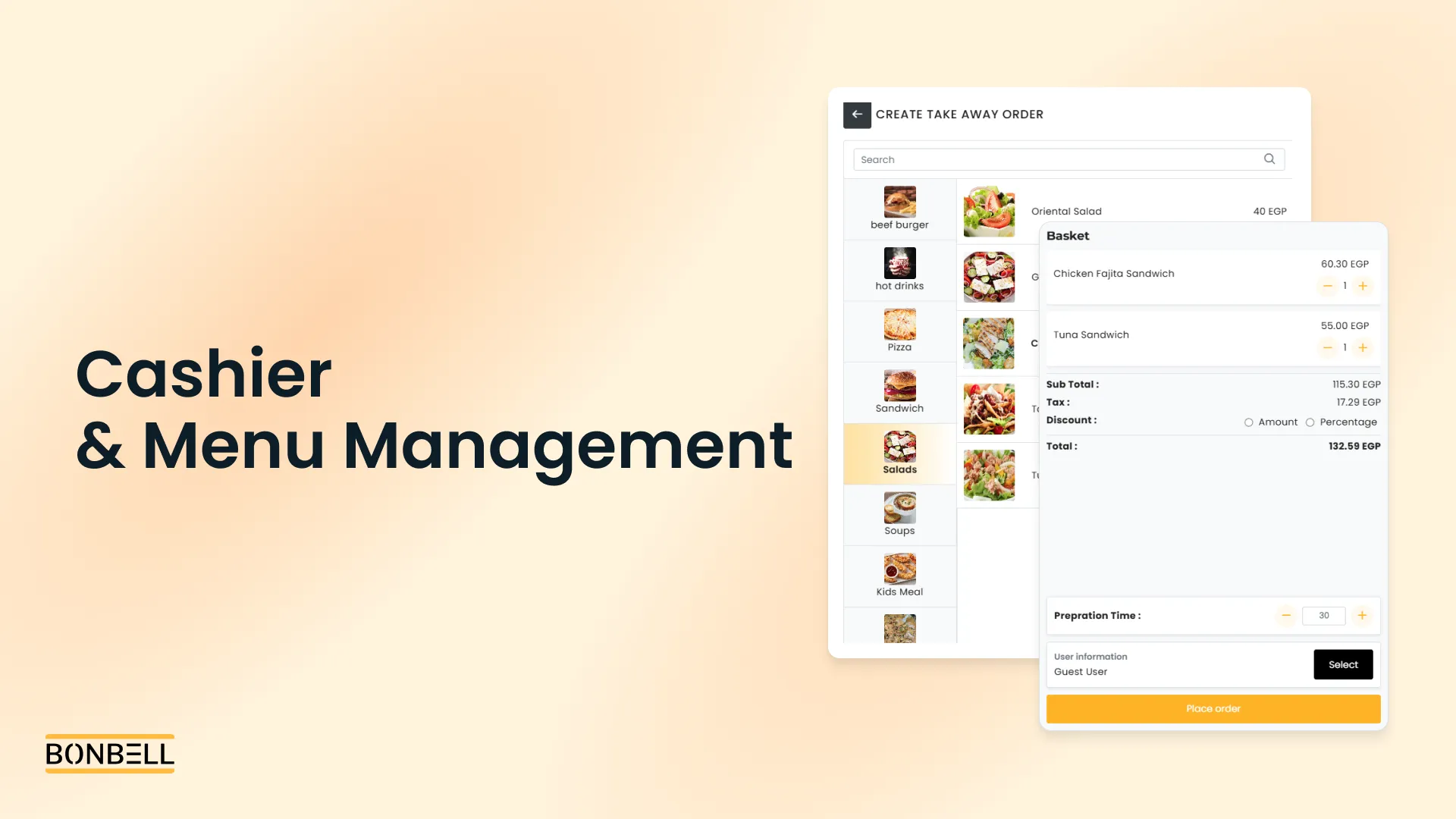 Bonbell | Cashier & Menu managment